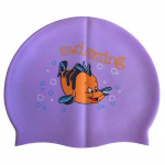 Шапочка для плавания силиконовая с рисунком Dobest RH-С20 (фиолетовая)