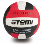 Мяч волейбольный Atemi GLORY, синтетическая кожа PU Thermo, красн/бел/чёрн,18 п,окруж 65-67, клееный