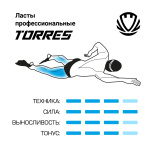 Ласты для бассейна профессиональные TORRES X1, SWF042421BL, р. EU 38-39 (S), черно-оранжевый (38-39)