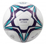 Мяч футбольный Atemi ATTACK PU+EVA, бел/син/гол., р.5, Thermo mould (б/швов), окруж 68-71