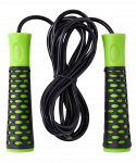 БЕЗ УПАКОВКИ Скакалка BASEFIT RP-103 PVC, с нескользящей ручкой, 3,05 м, черный/зеленый