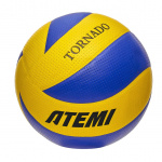 Мяч волейбольный Atemi TORNADO PU (N), синтетическая кожа PU SOFT, желт.- син, 8 п, клееный, 65-67см
