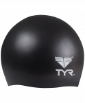 Шапочка плавательная TYR Wrinkle Free Junior Silicone Cap, силикон, LCSJR/001, черный