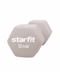 БЕЗ УПАКОВКИ Гантель неопреновая Starfit DB-201 5 кг, тепло-серый пастель