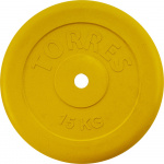 Диск обрезиненный TORRES PL504215, вес 15кг., диаметр 25мм.