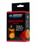 Мяч для настольного тенниса Donic 3* Exclusive, оранжевый, 6 шт.