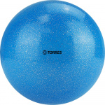 Мяч для художественной гимнастики однотонный TORRES AGP-15-06, диаметр 15см., голубой с блестками
