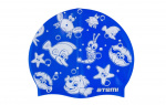 Шапочка для плавания Atemi, силикон, синяя (морская фауна), дет., PSC309