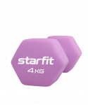БЕЗ УПАКОВКИ Гантель неопреновая Starfit DB-201 4 кг, фиолетовый пастель