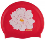 Шапочка для плавания Atemi, силикон, красная (цветок), PSC409