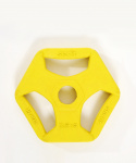 Диск обрезиненный с хватами Starfit BB-205 d=26 мм, без стальной втулки, желтый, 0,5 кг