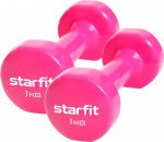 Гантель виниловая Starfit DB-101 1 кг, розовый, 2 шт