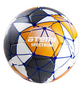 Мяч футбольный Atemi SPECTRUM, PVC Shiny 1mm, бел/сер/оранж, р.5 (0.5-0.7 bar), р/ш, окруж 68-70 ― купить в Москве. Цена, фото, описание, продажа, отзывы. Выбрать, заказать с доставкой. | Интернет-магазин SPORTAVA.RU