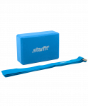 Комплект из блока и ремня для йоги Starfit FA-104, синий
