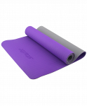 Коврик для йоги Starfit FM-201, TPE, 173x61x0,5 см, фиолетовый/серый