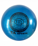Мяч для художественной гимнастики RGB-102, 15 см, синий, с блестками