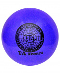 Мяч для художественной гимнастики T9, 19 см, 400 г, синий с блестками