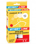 Мяч для настольного тенниса Start Line 2* Standart, белый, 6 шт.