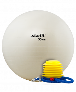 Мяч гимнастический Starfit GB-102 с насосом 55 см, антивзрыв, белый ― купить в Москве. Цена, фото, описание, продажа, отзывы. Выбрать, заказать с доставкой. | Интернет-магазин SPORTAVA.RU